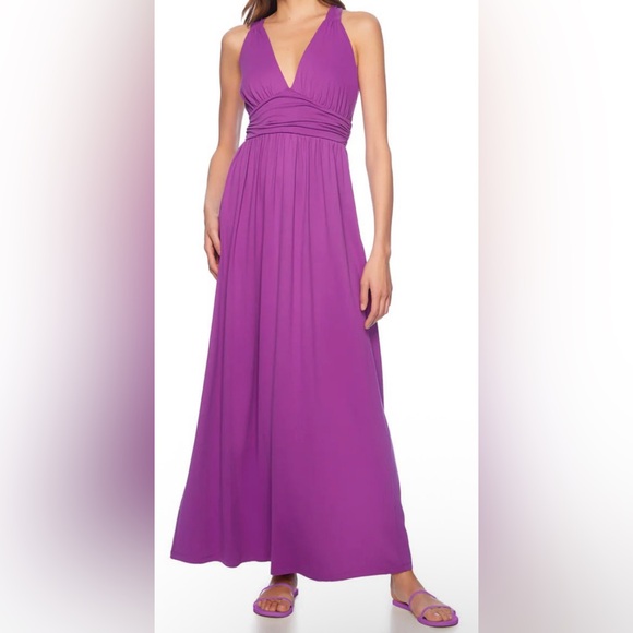 Susana Monaco Gathered Maxi Dress - NWT - Size L - Picture 1 of 14